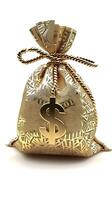 3D money bag theme on white background photo
