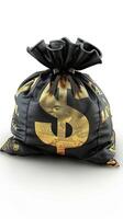 Money bag 3D theme isolated on white background photo