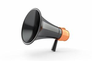 White background with 3D megaphone symbol for announcements. Communication concept photo