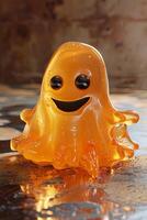 Joyful ghost sculpted with orange liquid. Halloween joy photo