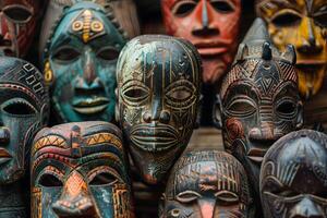 Intriguing African Masks Hand-Carved Symbols of Cultural Richness photo