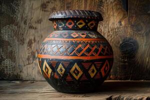 African pottery masterpiece embodying timeless beauty and artisanal craftsmanship photo