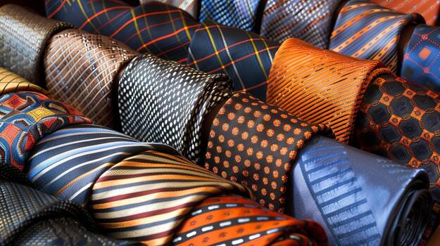 Creatively arranged stylish ties in captivating image. Fashion versatility concept. photo