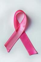Minimalistic Pink Ribbon for Cancer Awareness Isolated on White Background photo