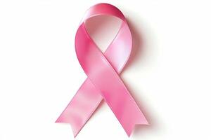 Minimalistic Pink Ribbon for Cancer Awareness on White Background photo