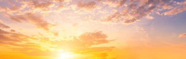 The rays of the sun breaking through the clouds in the evening or in the morning in the sunset or dawn sky. The concept of faith, hope for the best or good weather. photo