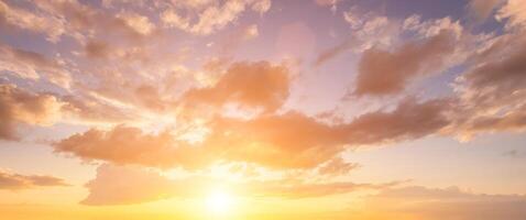 The rays of the sun breaking through the clouds in the evening or in the morning in the sunset or dawn sky. The concept of faith, hope for the best or good weather. photo