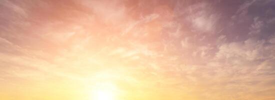 The rays of the sun breaking through the clouds in the evening or in the morning in the sunset or dawn sky. The concept of faith, hope for the best or good weather. photo