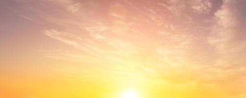 The rays of the sun breaking through the clouds in the evening or in the morning in the sunset or dawn sky. The concept of faith, hope for the best or good weather. photo