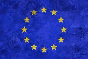 Flag of the European Union on a grunge texture. photo
