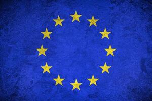 Flag of the European Union on a grunge texture. photo
