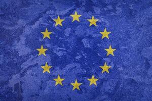 Flag of the European Union on a grunge texture. photo