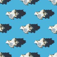 Seamless pattern of clam shells on a blue background. photo