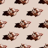 Seamless pattern of clam shells on a pastel orange background. photo