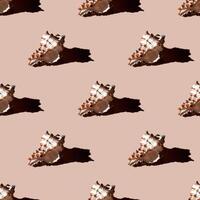 Seamless pattern of clam shells on a pastel orange background. photo