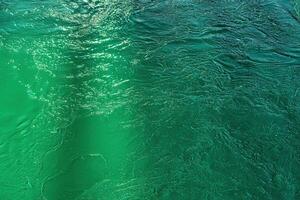 The texture of the waves of turquoise color of fast-flowing water in the river. photo