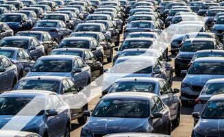 The concept of growth in the production of cars or prices for them. Growth in sales, demand and purchases of a cars. photo