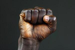African freedom fist depicted in minimalist form with space for copy. photo