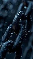 Detailed view of broken link in a metal chain. Concept of weakness and resilience. photo