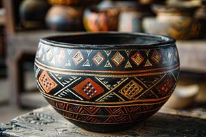Handcrafted African pottery showcasing timeless beauty and artistry photo