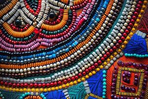 Intricate African beadwork. Stunning portrayal of tradition and craftsmanship. photo