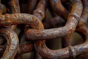 Rusty shackles and chains. Echoes of historical oppression and struggle. photo