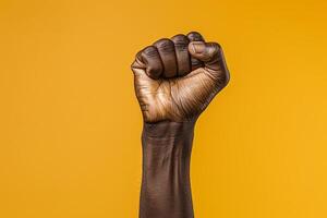 Minimalist African fist of freedom with empty space for copy. photo
