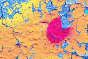 Fragment of colored graffiti painted on a wall. photo