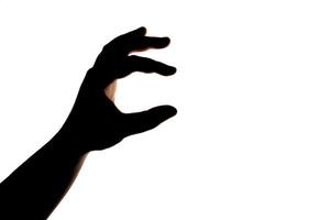Silhouette of hand showing gesture isolated on white background. Blank for design. photo