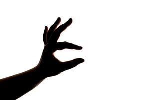 Silhouette of hand showing gesture isolated on white background. Blank for design. photo