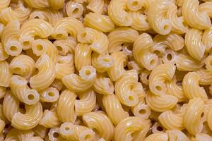 Top view of Italian cooked chifferi pasta. photo