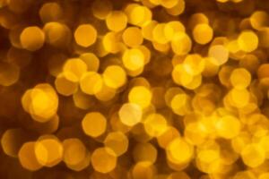Golden lights abstract bokeh backdrop. Chrismas lights bokeh. photo