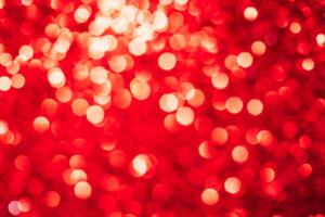 Red lights abstract bokeh backdrop. Chrismas or valentine's day lights bokeh. photo