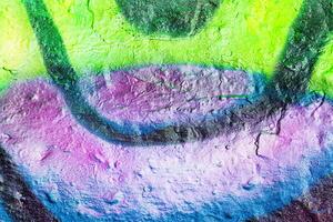 A fragment of colorful graffiti painted on a concrete wall. Abstract urban backdrop for design. photo