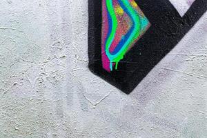 A fragment of colorful graffiti painted on a brick wall. Abstract backdrop for design. photo