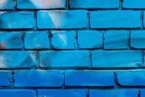 A fragment of colorful graffiti painted on a brick wall. Abstract backdrop for design. photo
