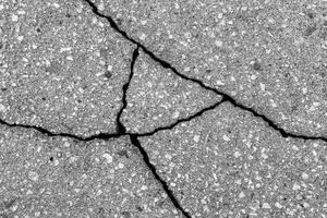 Cracked texture of gray asphalt. Abstract background. photo