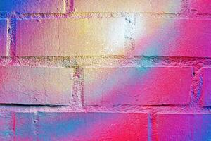 A fragment of colorful graffiti painted on a wall. Abstract urban background. photo