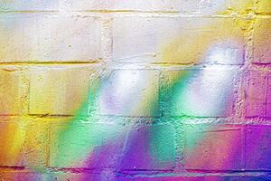 A fragment of colorful graffiti painted on a wall. Abstract urban background. photo