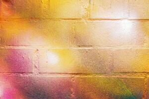 A fragment of colorful graffiti painted on a wall. Abstract urban background. photo