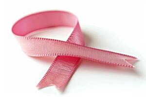 Pink Ribbon for Cancer Awareness. Minimalistic Style on White Background photo