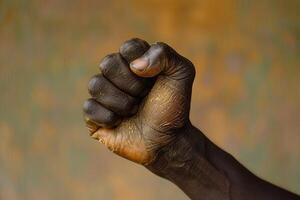 Minimalist African freedom fist with copy space available. photo