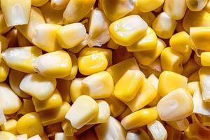 The texture of yellow uncooked corn kernels. photo