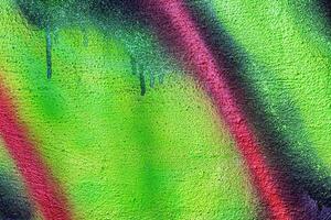 A fragment of colorful graffiti painted on a wall. Abstract urban background. photo