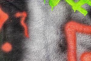 A fragment of colorful graffiti painted on a wall. Abstract urban background. photo