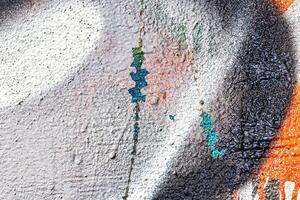 A fragment of colorful graffiti painted on a wall. Abstract urban background. photo