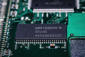 Microchips integrated on the board. photo