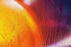 A fragment of colorful graffiti painted on a wall. Abstract urban background. photo