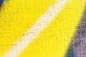 A fragment of colorful graffiti painted on a wall. Abstract urban background. photo