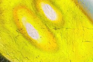 A fragment of colorful graffiti painted on a wall. Abstract urban background. photo